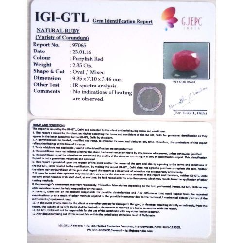 2.61 Ratti Natural Mozambique Ruby with Govt. Lab Certificate-(15000)